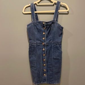 Denim mini dress, button front